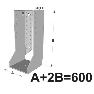 Grands sabots à ailes intérieures, gamme GSI CLASSIQUE (épaisseurs 4mm, profondeur 110mm) - Réf. GSI600/4X-AL