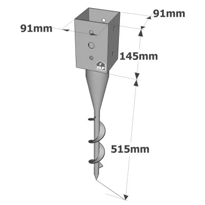 Pied de poteau carré de jardin à visser - Réf. PPJST90/660