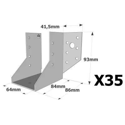 Sabots à ailes extérieures, gamme SAE CLASSIQUE (épaisseur 2mm, profondeur 84mm) - Réf. SAE250/64/2_35