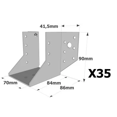 Sabots à ailes extérieures, gamme SAE CLASSIQUE (épaisseur 2mm, profondeur 84mm) - Réf. SAE380/70/2_35