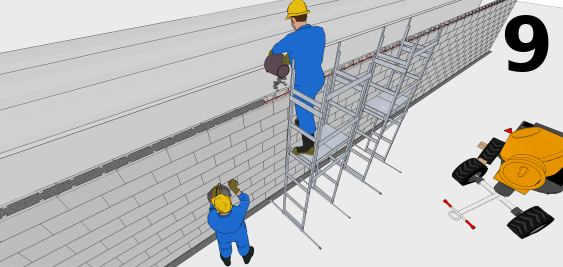 Le coulage du béton dans les blocs