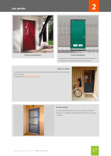 Extrait de la rubrique type de portes