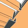 Représentation en 3D : chéneau Gris Anthracite RAL 7016 sous les lames et mécanisme SUNDIY en aluminium