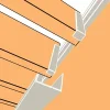 Représentation en 3D : chéneau beige sable RAL 7044 sous les lames et mécanisme SUNDIY en aluminium