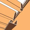 Représentation en 3D : chéneau marron sablé RAL 8011 sous les lames et mécanisme SUNDIY en aluminium