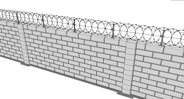 Un mur équipé de bavolet droit avec lignes et/ou un rouleau 