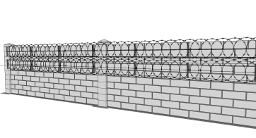 Un mur équipé de bavolet droit le long avec un ou des rouleaux