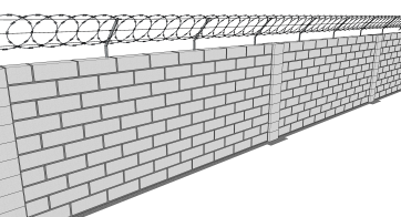Un mur équipé de bavolet 45° avec lignes et/ou spirale ou un rouleau