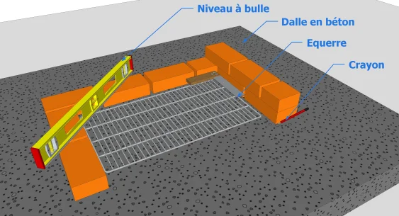 1er cas : Pose des briques sans mortier sur la fondation